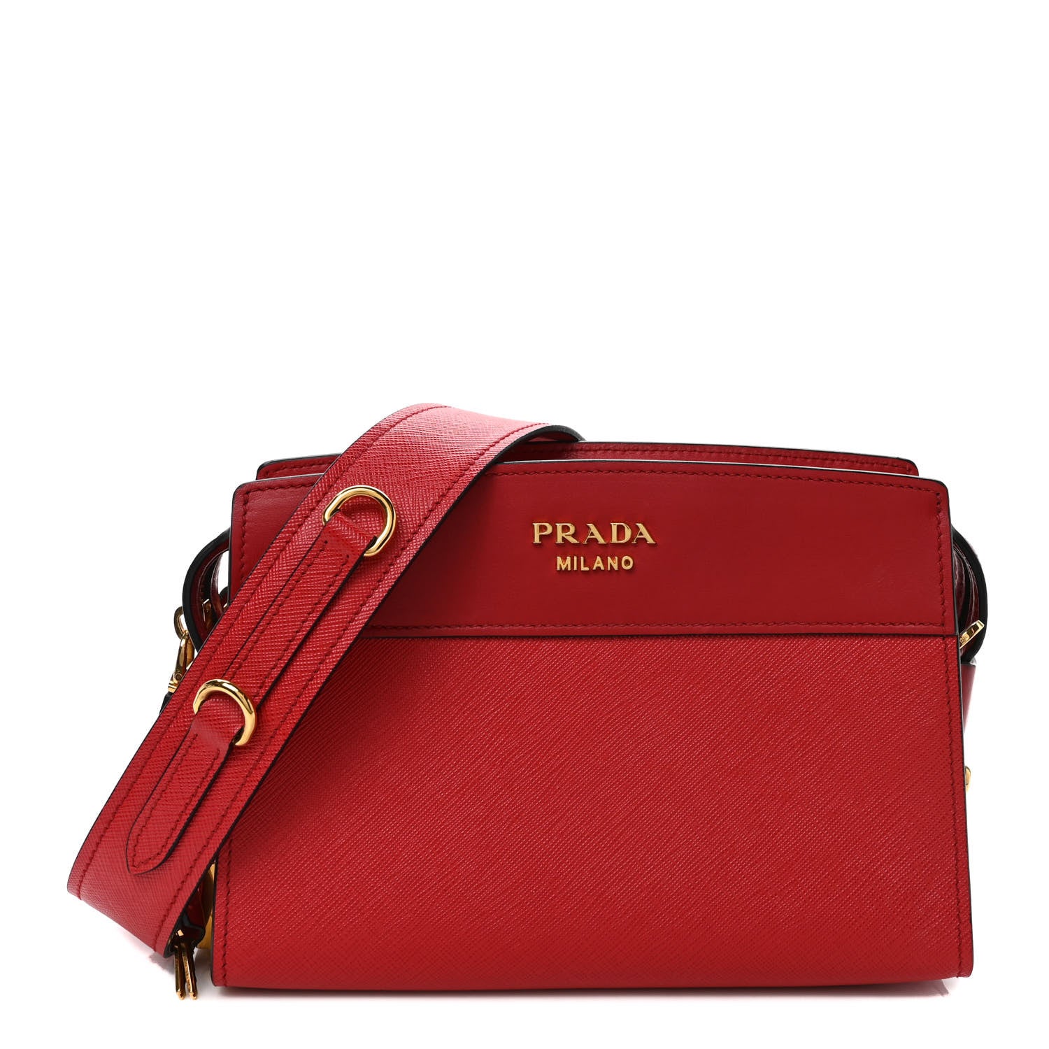 Prada Saffiano City Calfskin Esplanade Crossbody Bag Rosso 1 of 9