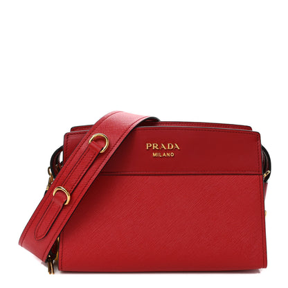 Prada Saffiano City Calfskin Esplanade Crossbody Bag Rosso 1 of 9