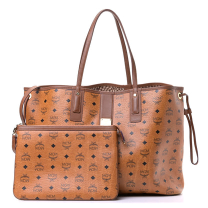 MCM Visetos Large Liz Reversible Shopper Tote Cognac 1 of 4