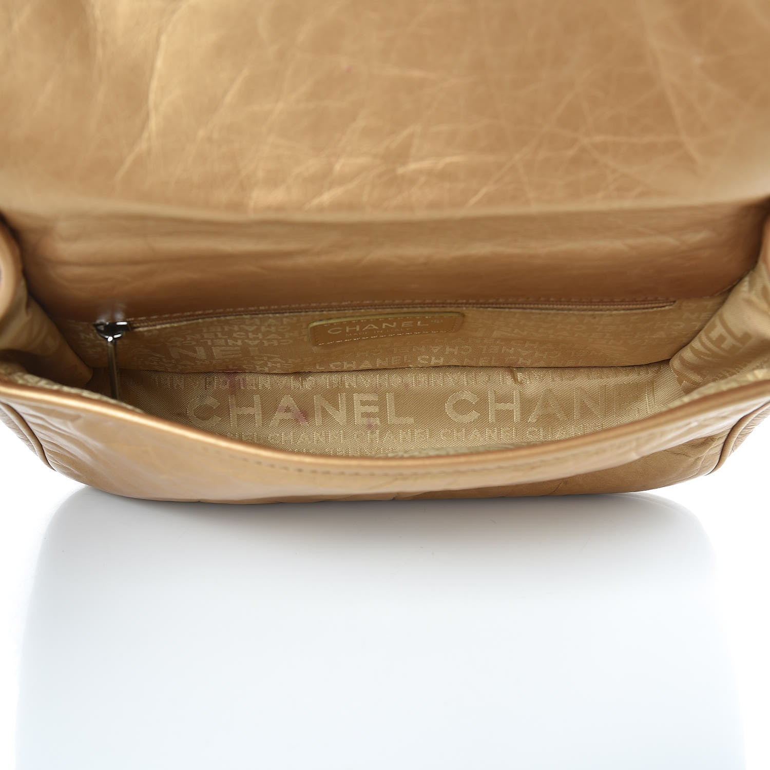 Chanel Aged Calfskin Quilted Vintage Ligne Messenger Flap Gold 5 of 11