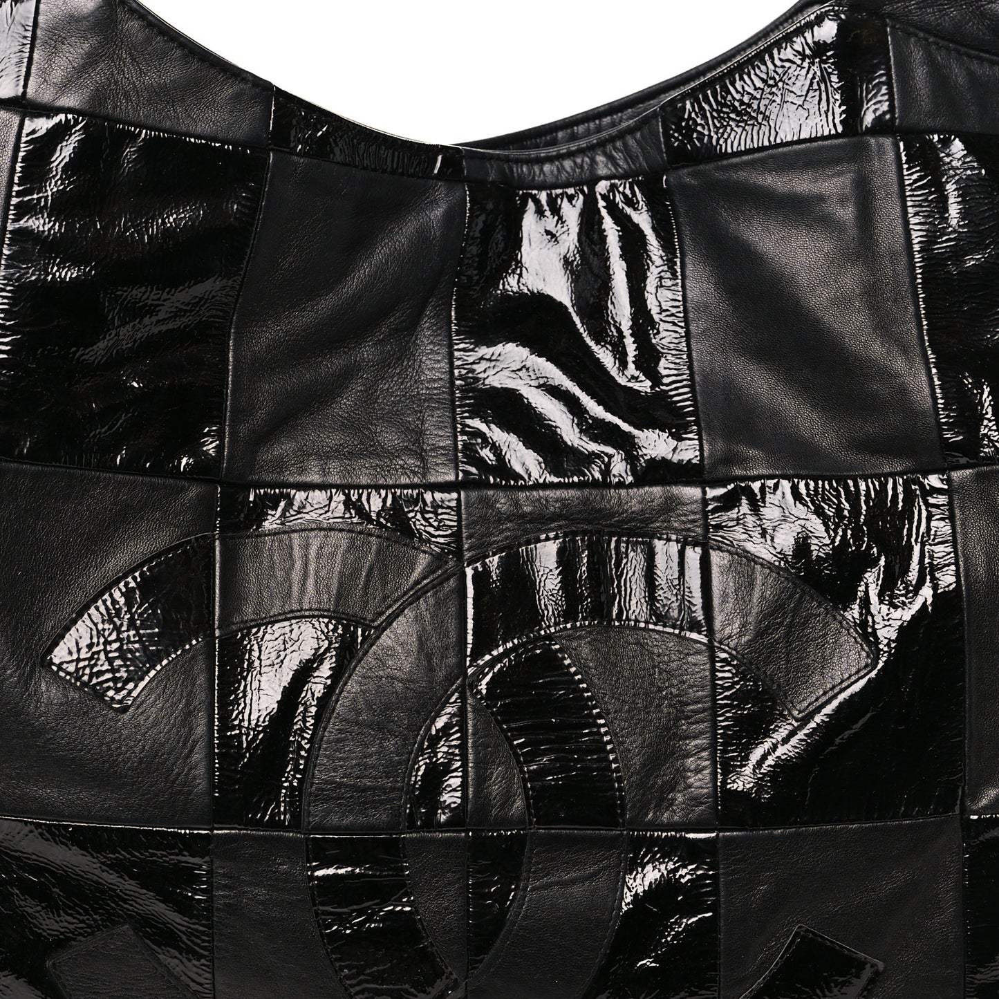 Patent Patchwork Large Brooklyn Tote Black