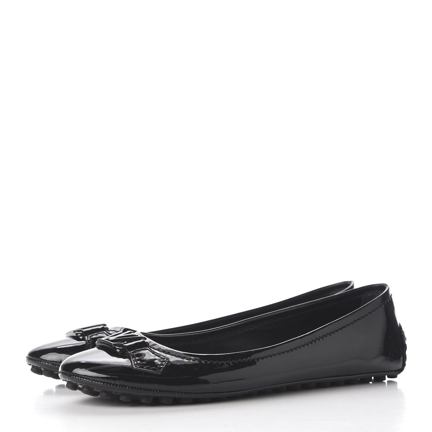 Patent Calfskin Oxford Ballerina Flats 38.5 Black