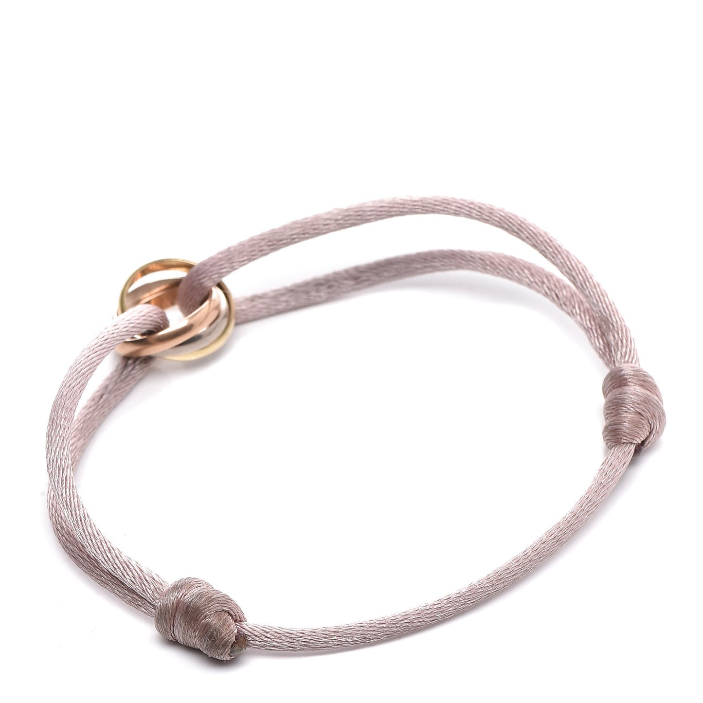 18K Pink Yellow White Gold Trinity Adjustable Cord Bracelet Pink