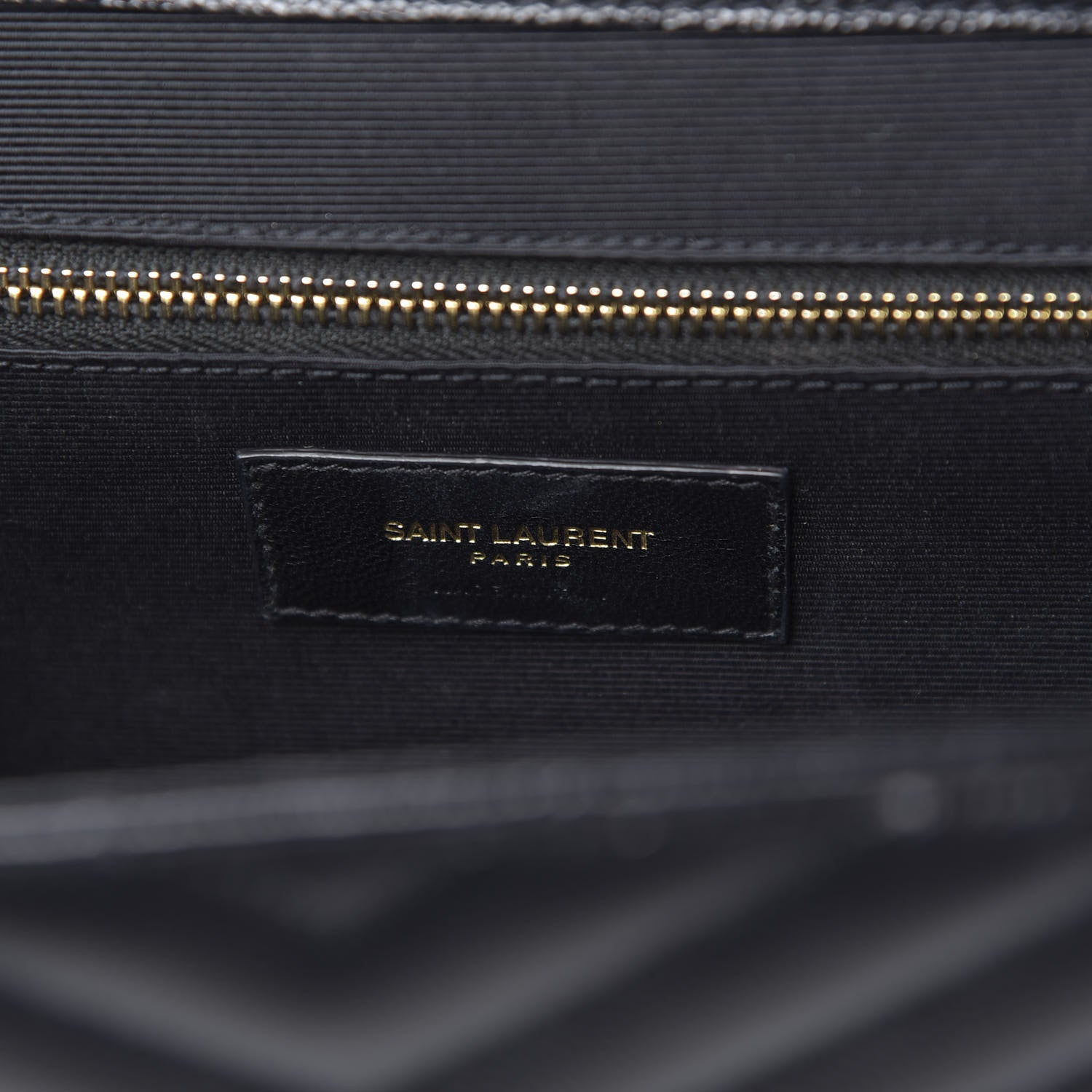 Saint Laurent Grain De Poudre Matelasse Chevron Large Monogram Satchel Black 6 of 9