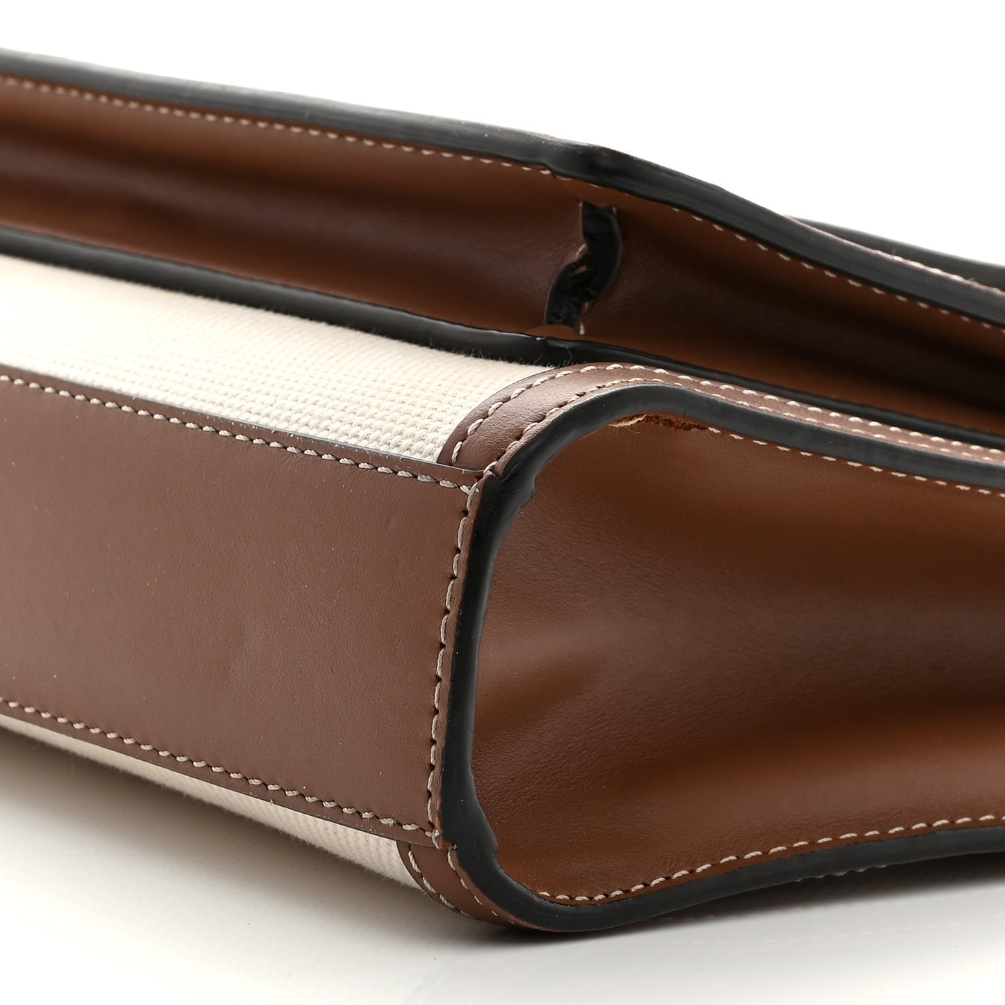 Canvas Smooth Calfskin Two Tone Mini Pocket Bag Natural Malt Brown