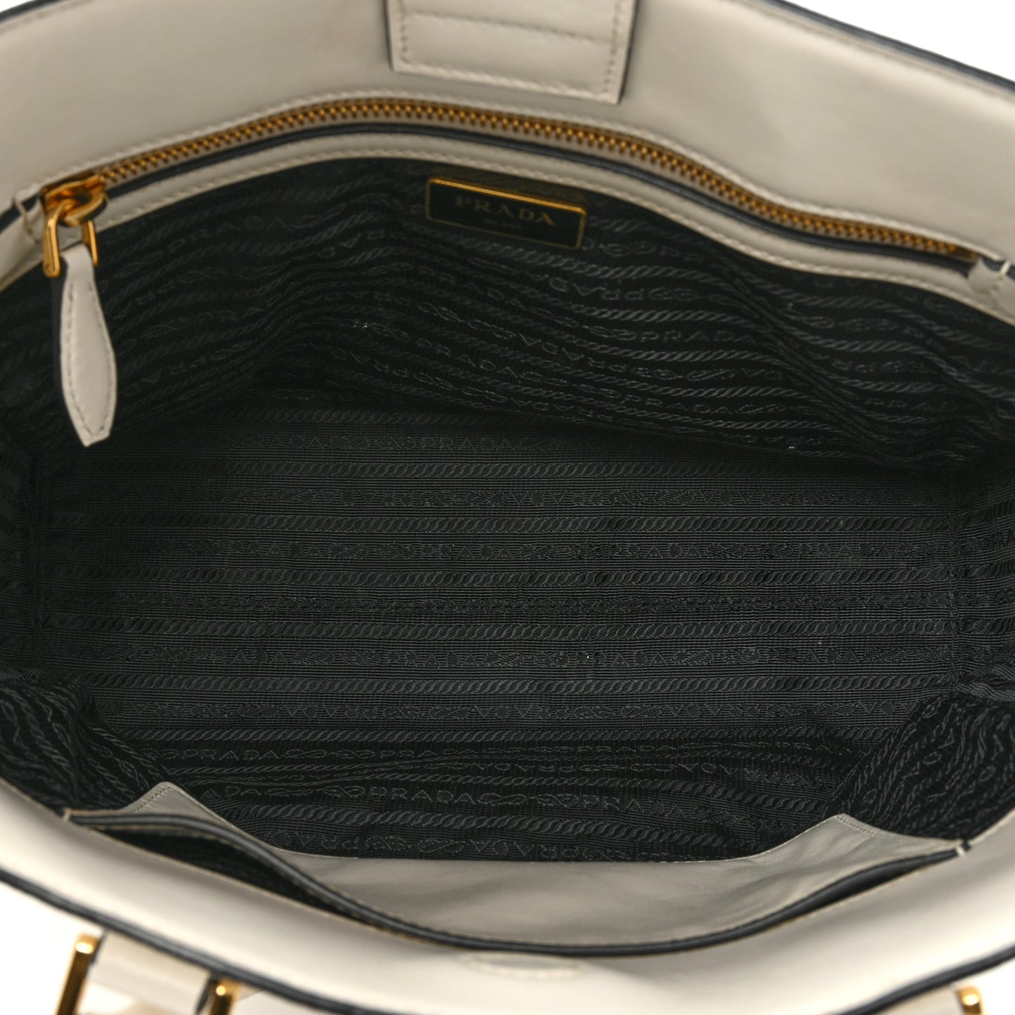 Saffiano Soft Calfskin Zippered Tote White