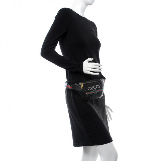 Gucci Grained Calfskin Small Logo Belt Bag Black 2 of 8