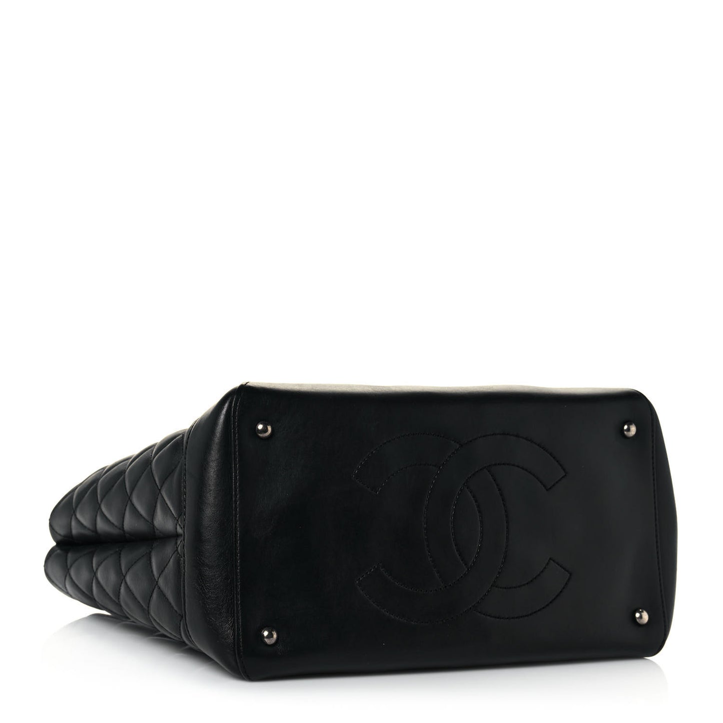 Calfskin Quilted Small Easy Shopping Tote Black