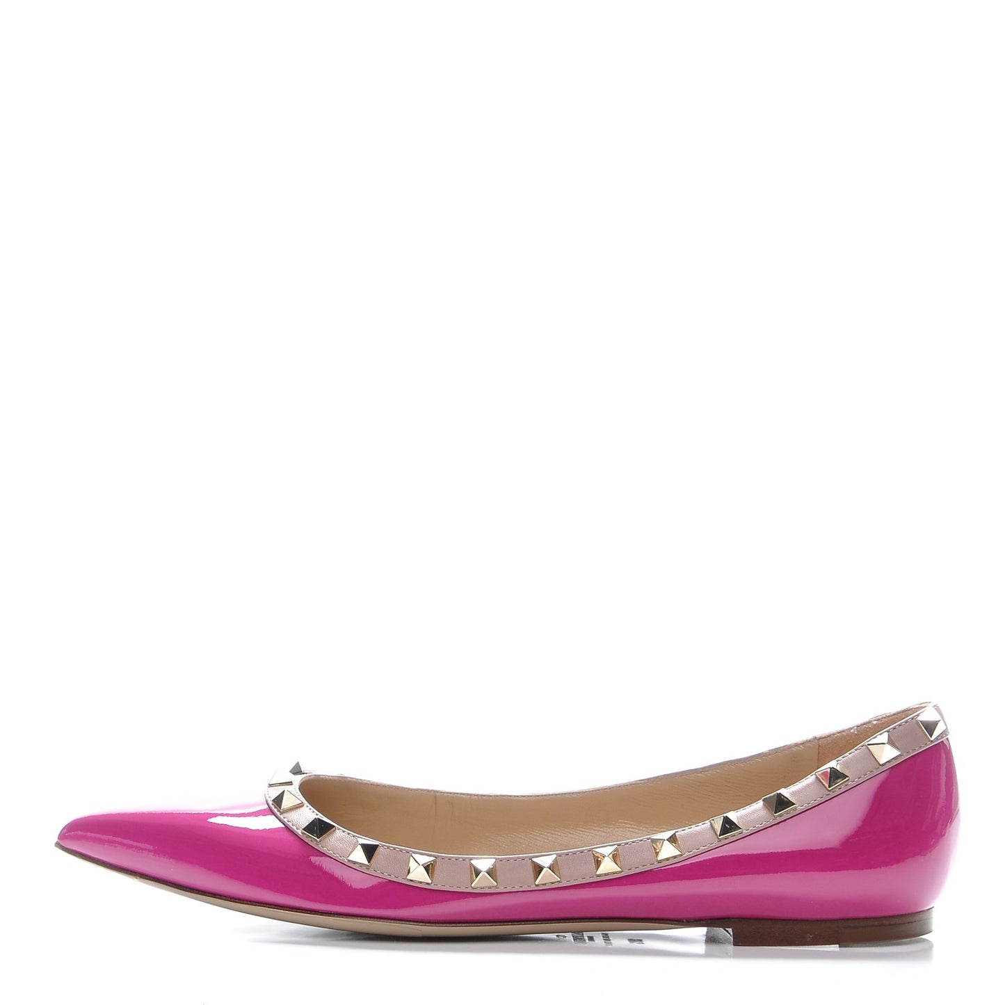 Patent Nappa Rockstud Ballerina Flats 38.5 Fuxia Poudre