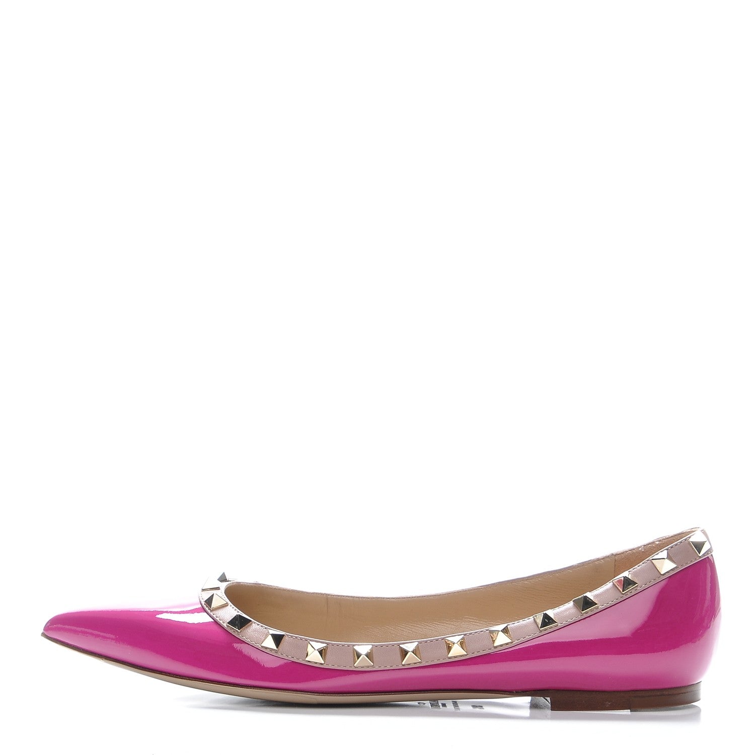 Valentino Garavani Patent Nappa Rockstud Ballerina Flats 38.5 Fuxia Poudre 1 of 8