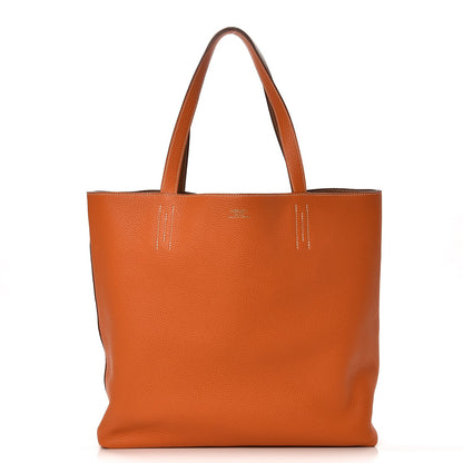 Hermes Taurillon Clemence Double Sens 36 Reversible Tote Orange Gold 1 of 12