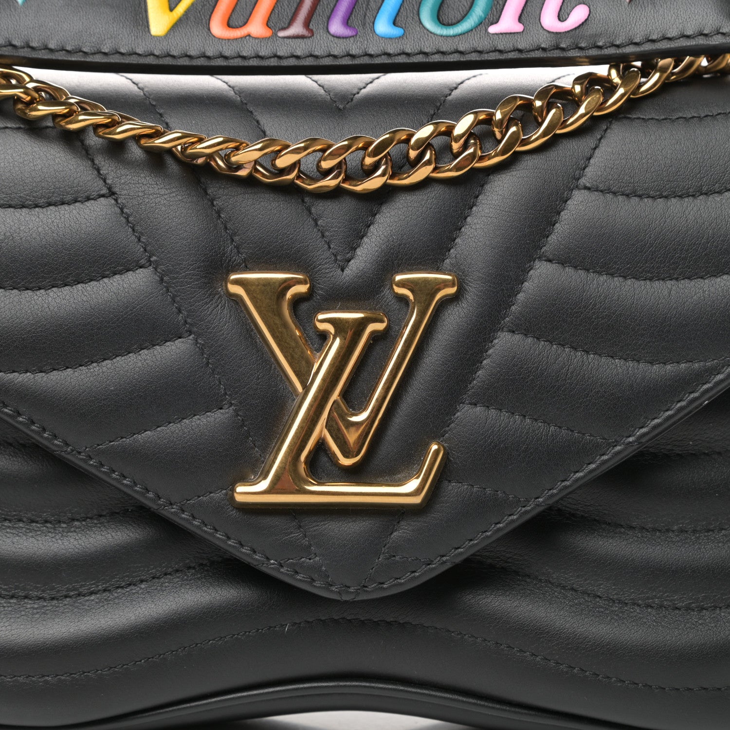 Louis Vuitton Calfskin New Wave Chain MM Black 9 of 9