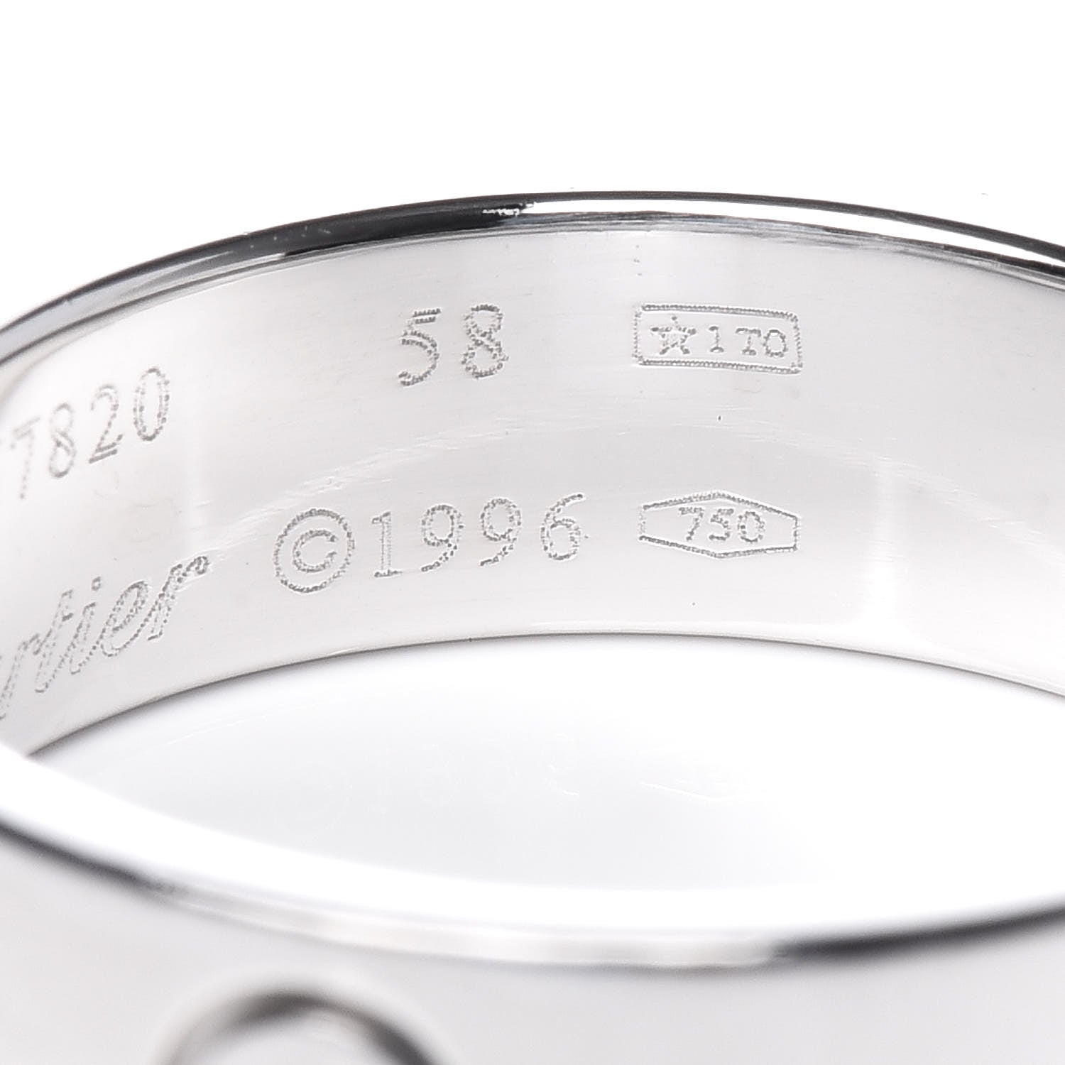 Cartier 18K White Gold 6mm LOVE Ring 58 8.25 5 of 5