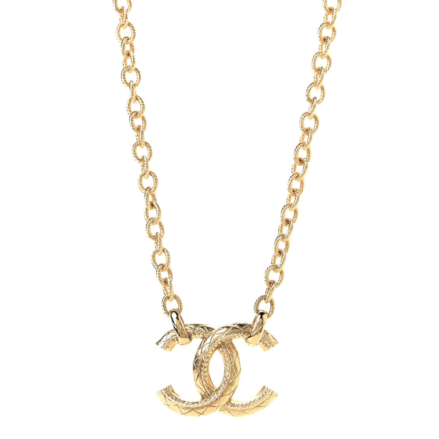 Chanel Metal Quilted CC Necklace Gold 1 of 4