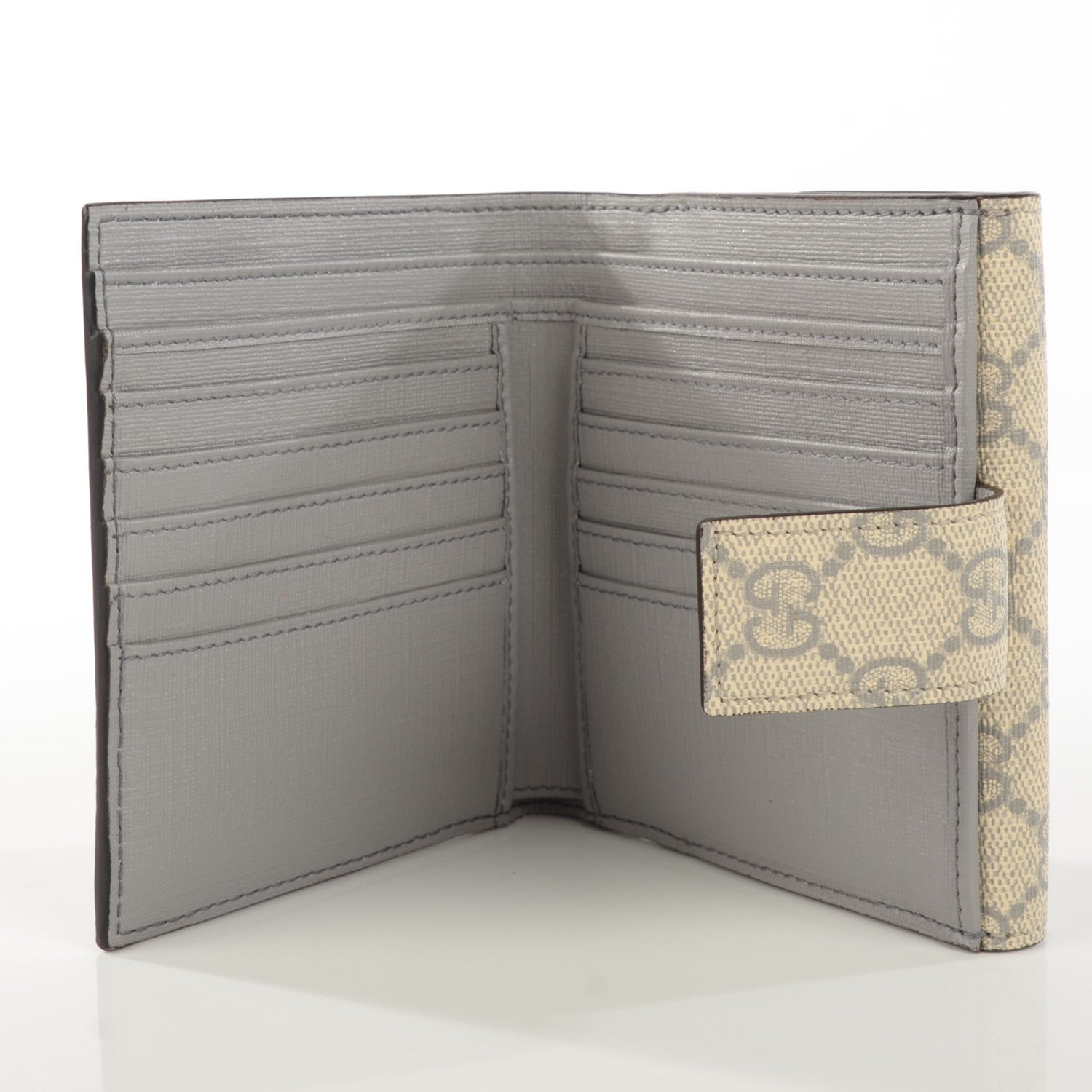 Gucci GG Supreme Monogram GG Pierce French Flap Wallet Ecru Grigio 5 of 7