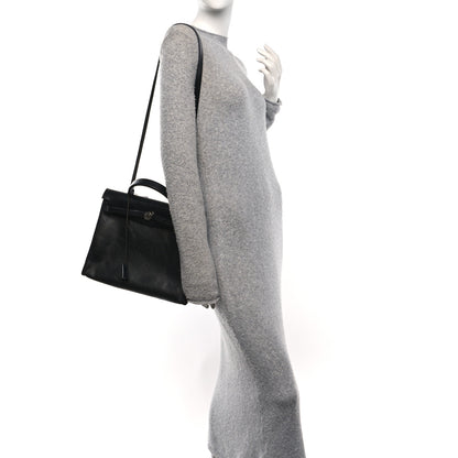 Hermes Toile H Berline Vache Hunter Herbag Zip PM 31 Black Ecru 2 of 12