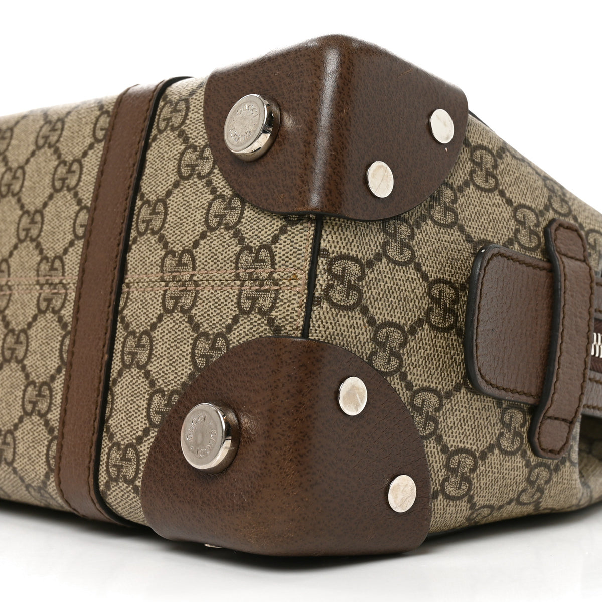 Gucci GG Supreme Monogram Textured Dollar Calfskin Small Detail Tote Beige Ebony New Acero 9 of 9
