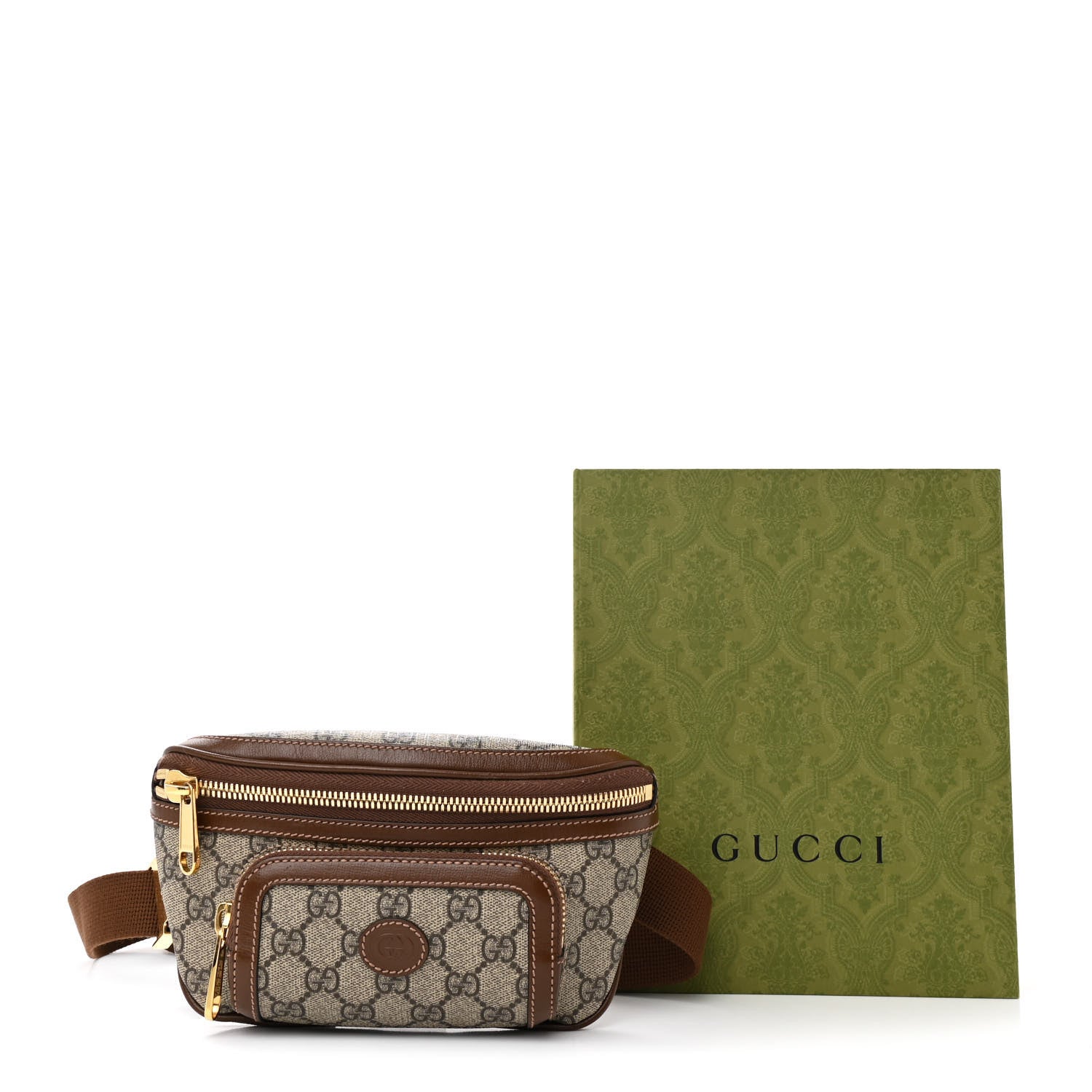 Gucci GG Supreme Monogram Textured Calfskin Retro Interlocking G Belt Bag Beige Ebony Brown Sugar 11 of 11