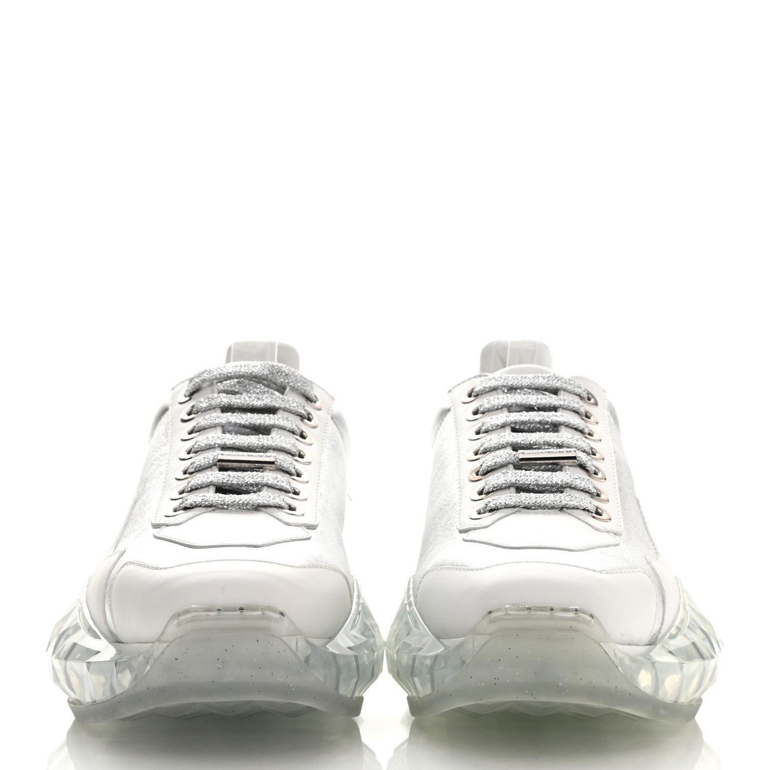 Jimmy Choo Metallic Calfskin Womens Diamond F Low Top Sneaker 40 White Silver 2 of 10