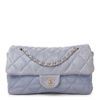 Chanel Distressed Lambskin Flap Blue 1 of 10
