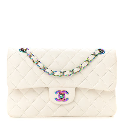 Chanel Caviar Quilted Rainbow CC Small Double Flap White 1 of 13
