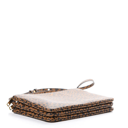Celine Goatskin Leopard Printed Small Trio Crossbody Bag Brown Black 3 of 12