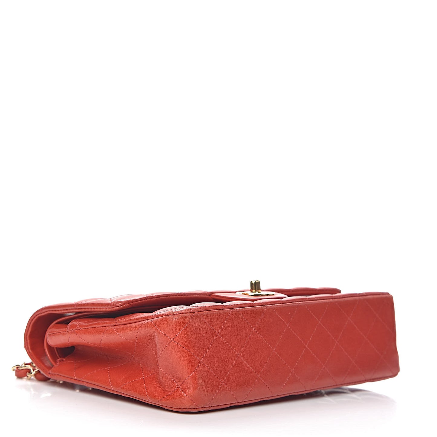 Lambskin Quilted Medium Double Flap Red