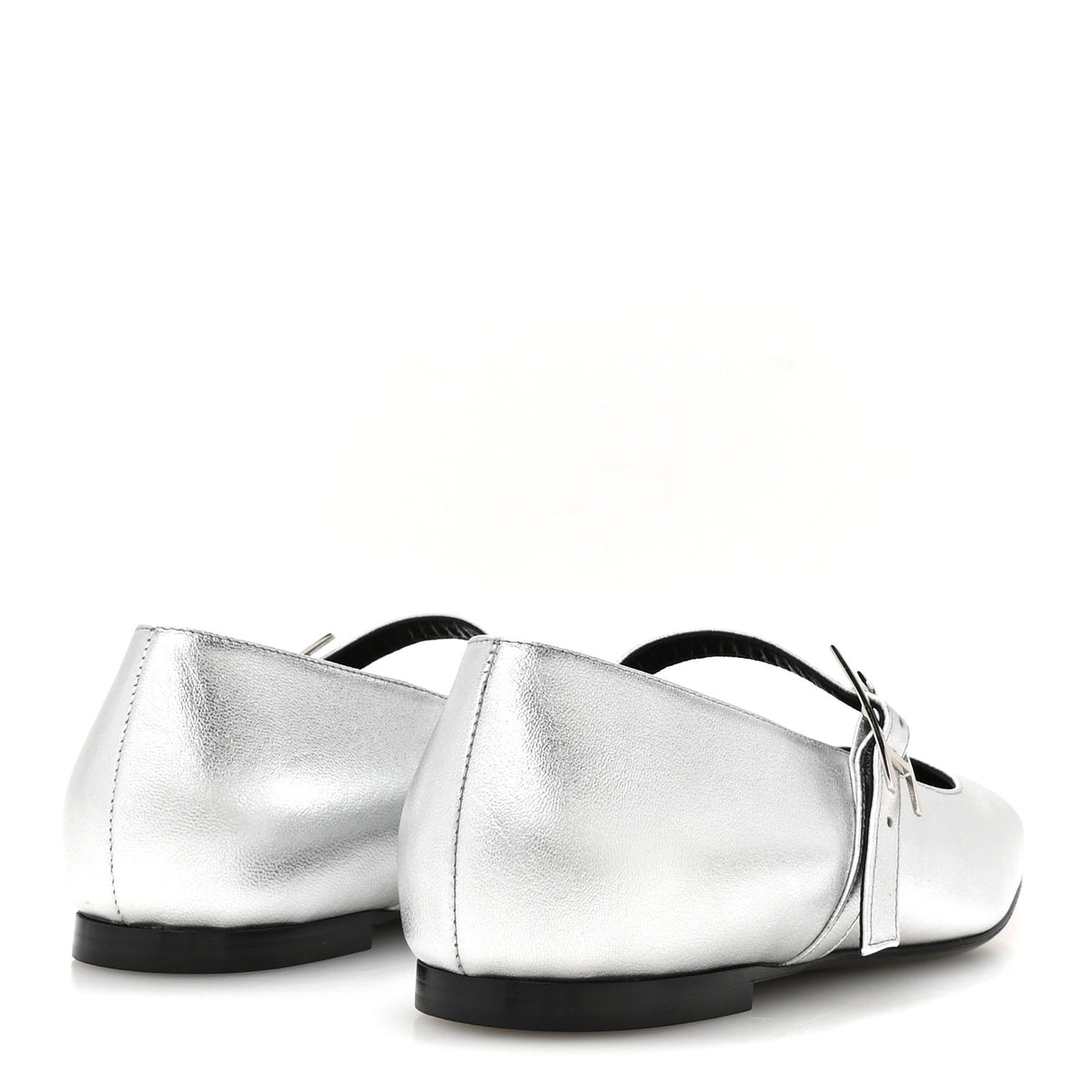 Hermes Metallic Goatskin Jane Ballet Flats 39 Gris Argente 5 of 10