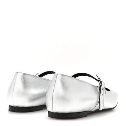 Hermes Metallic Goatskin Jane Ballet Flats 39 Gris Argente 5 of 10