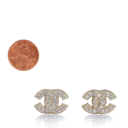 Chanel Crystal CC Clip On Earrings Silver 2 of 4