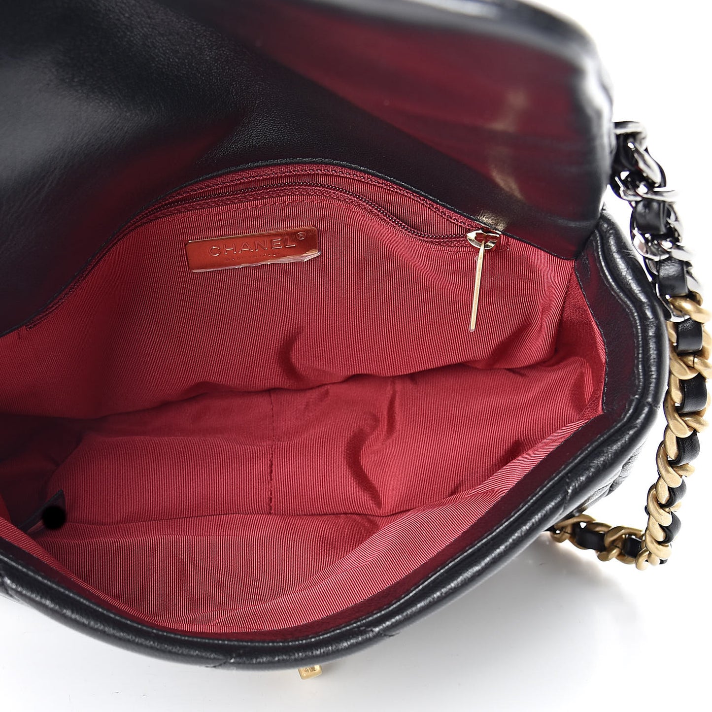 Lambskin Quilted Medium 19 Flap Black