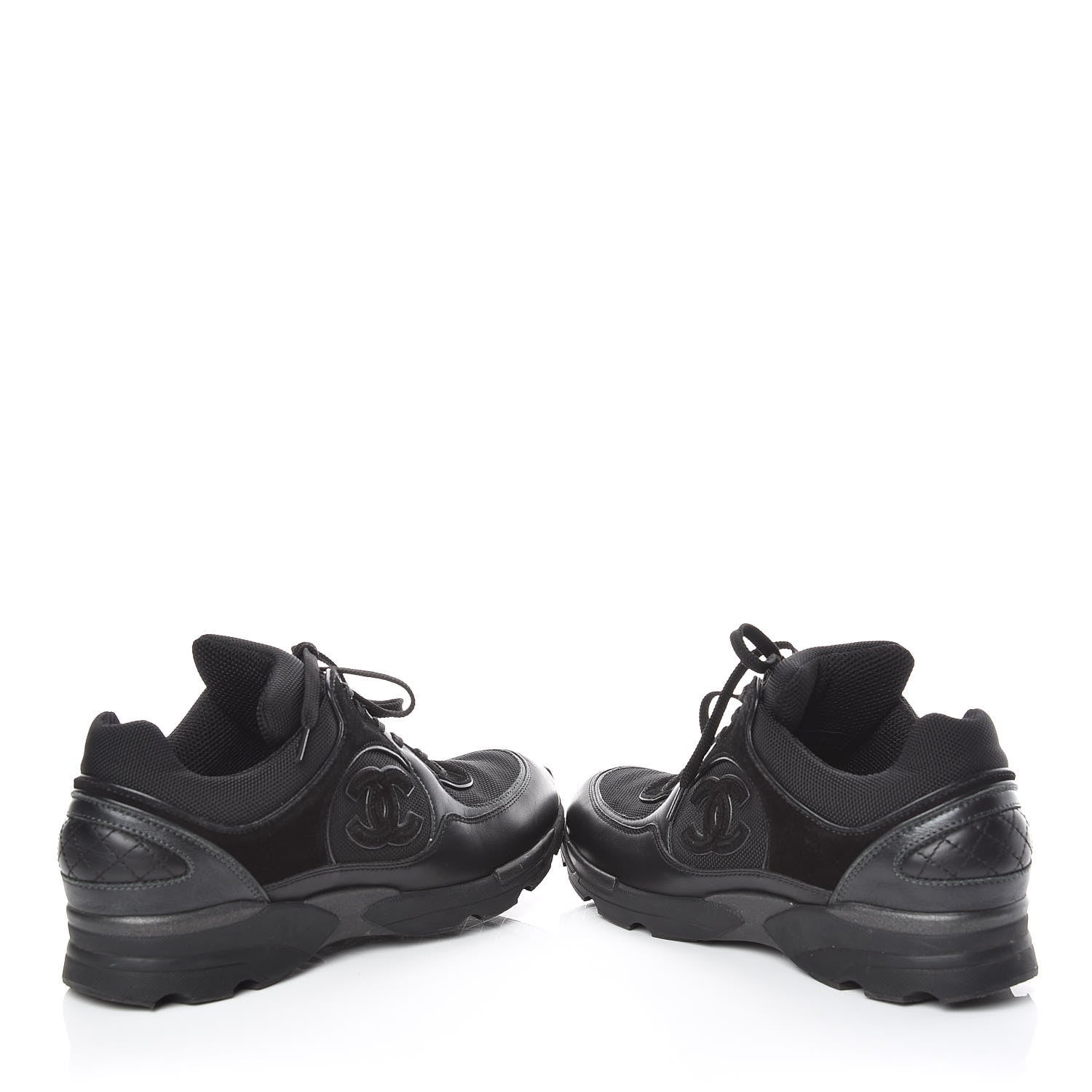 Chanel Suede Calfskin CC Sneakers 38 Black 6 of 10