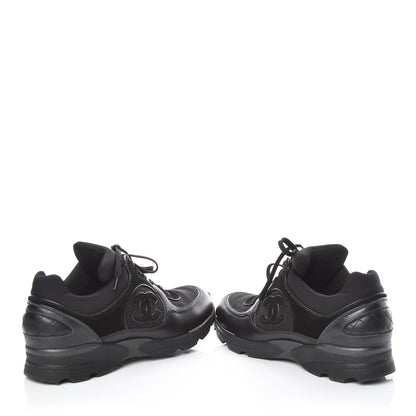 Chanel Suede Calfskin CC Sneakers 38 Black 6 of 10