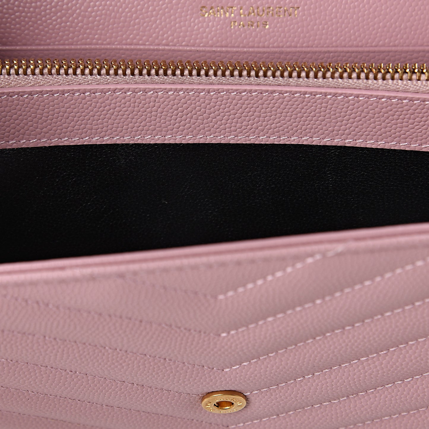 Grain De Poudre Matelasse Chevron Monogram Chain Wallet Pale Pink