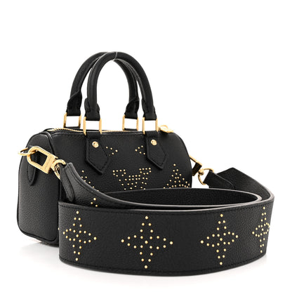 Louis Vuitton Grained Calfskin Studded Monogram Giant Nano Speedy Black 3 of 10