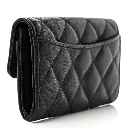Chanel Caviar Quilted Flap Card Holder Wallet Black 3 of 9