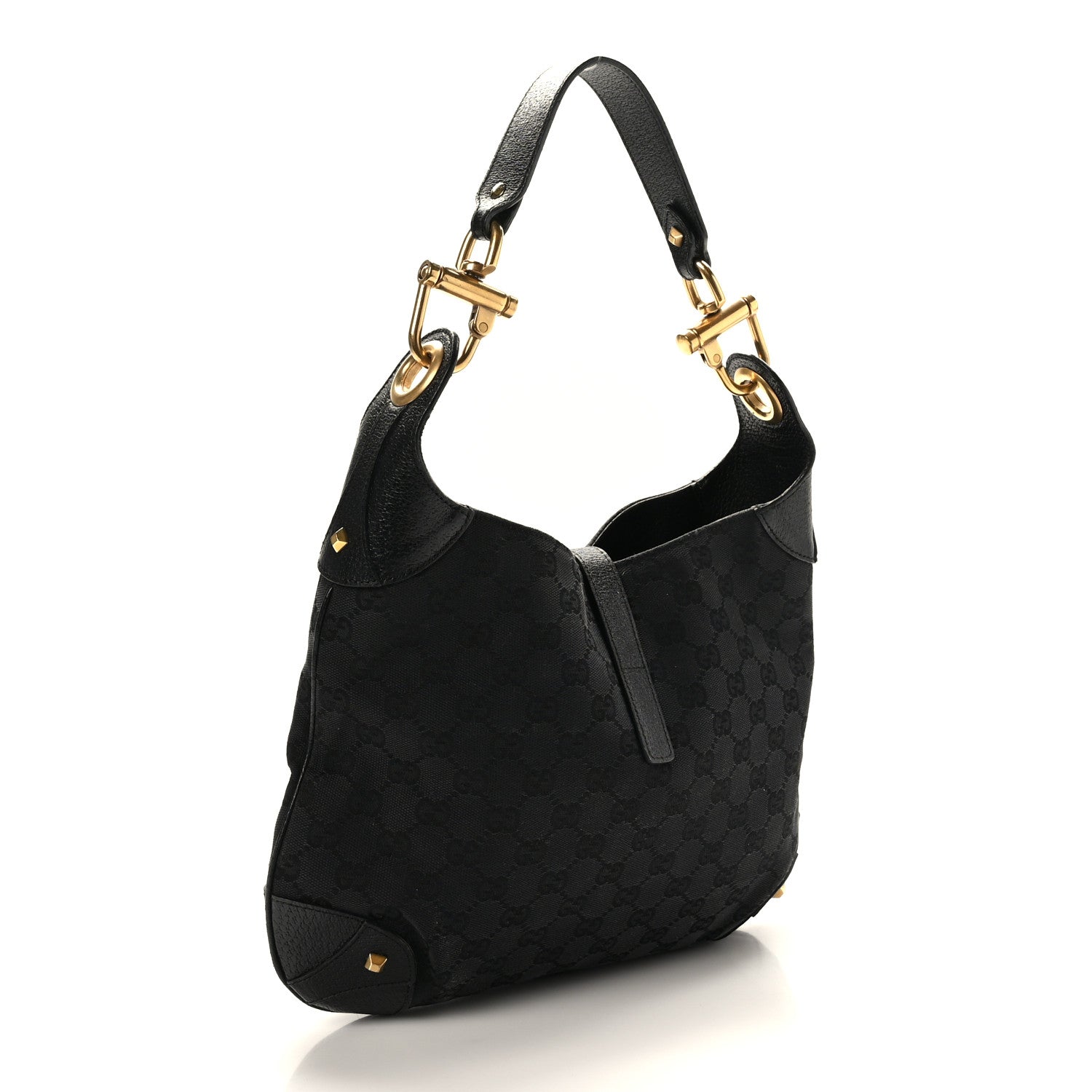 Gucci Monogram Piston Lock Jackie O Hobo Black 3 of 9