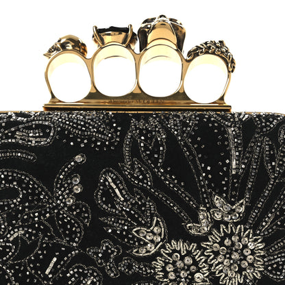 Alexander McQueen Suede Embroidered Knuckle Box Clutch Black 8 of 12