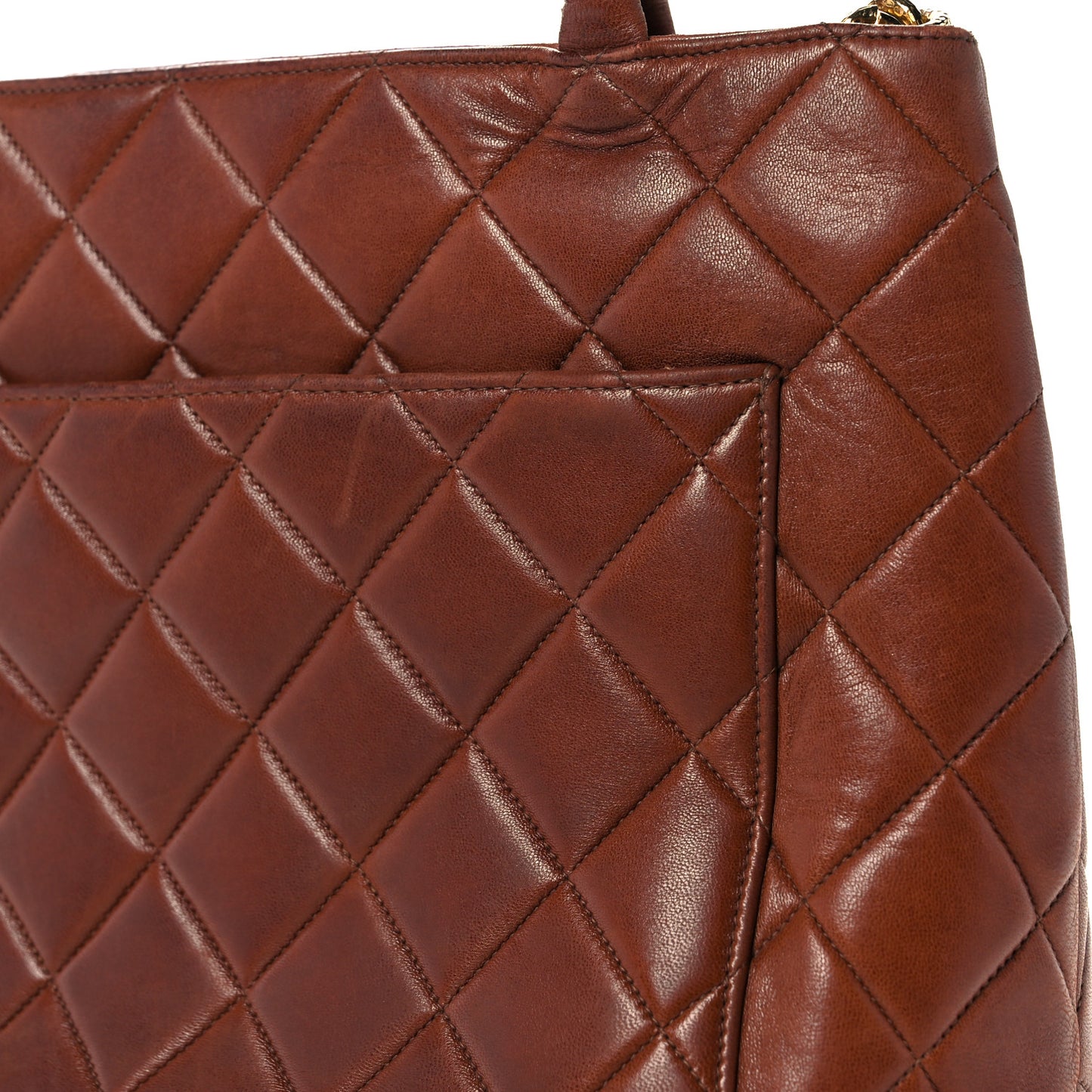 Lambskin Quilted Medallion Tote Brown