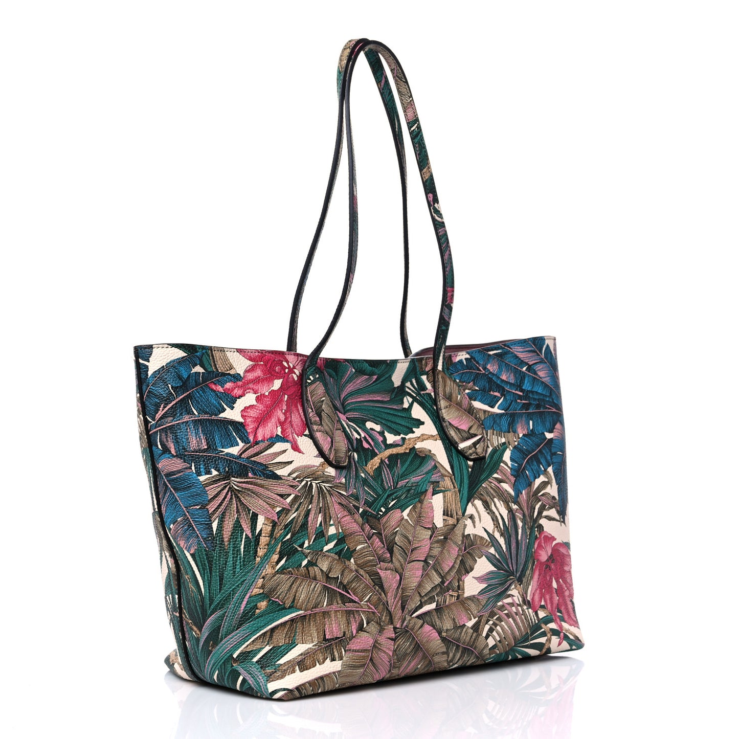 Calfskin Tropical Print Studio Color Tote Multicolor