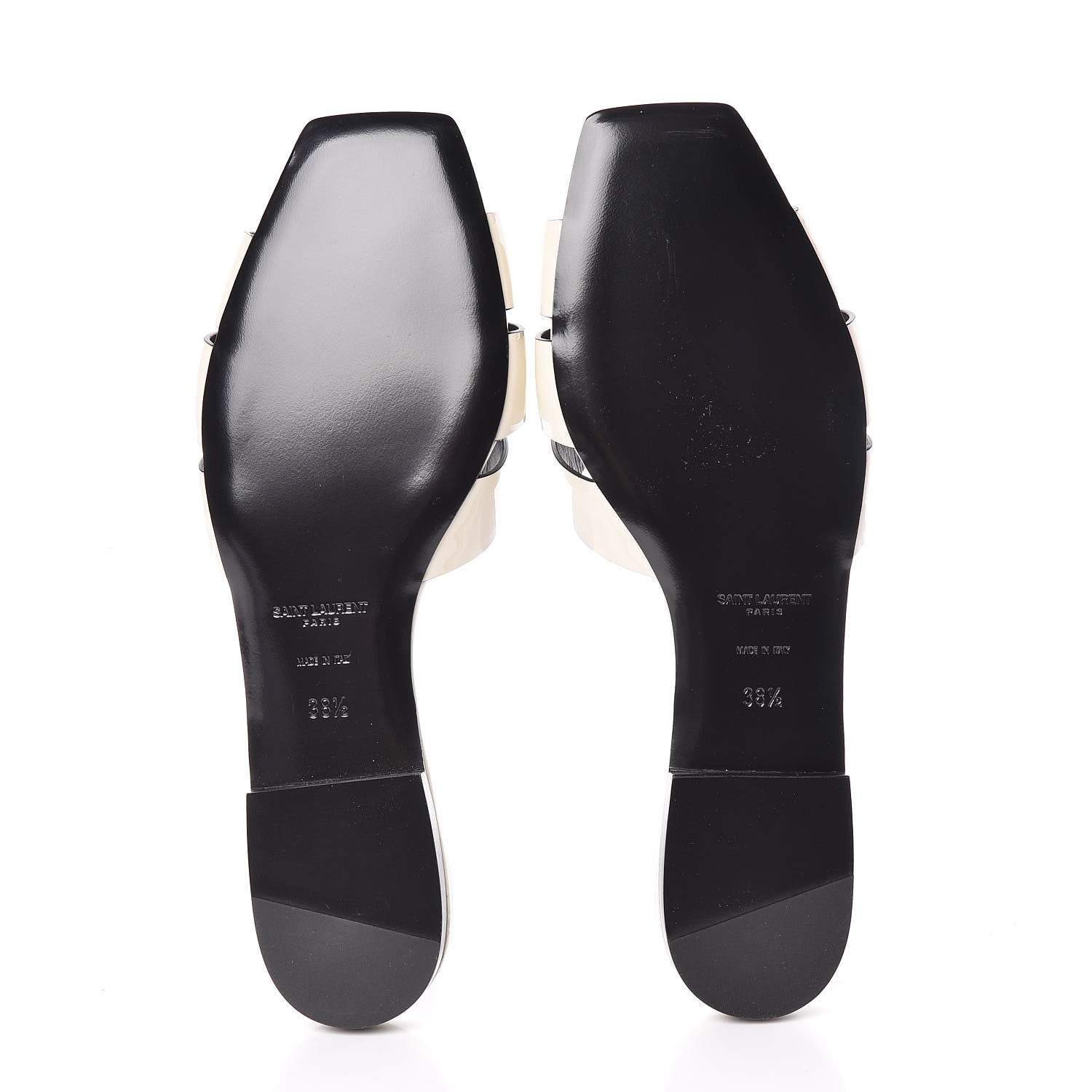 Saint Laurent Patent Calfskin Nu Pied 05 Slide Sandals 38.5 Off White 5 of 9