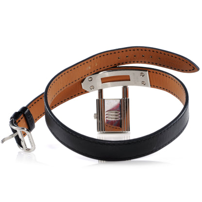 Hermes Stainless Steel Barenia 20mm Kelly Cadena Double Tour Quartz Watch Noir 3 of 8