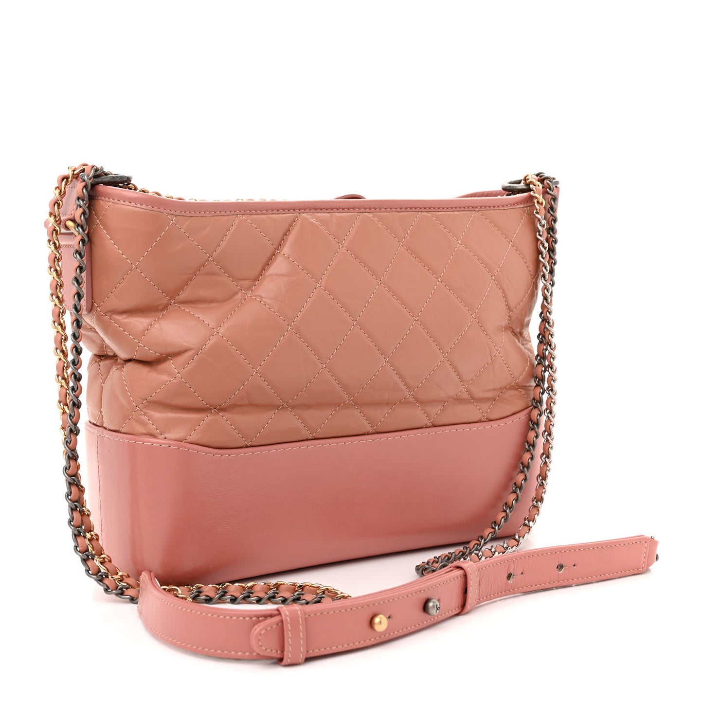 Aged Calfskin Quilted Medium Gabrielle Hobo Pink