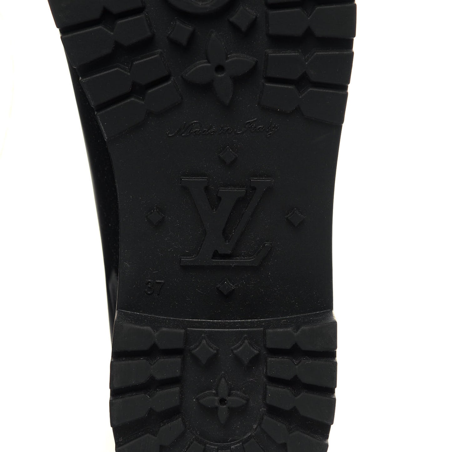 Rubber Embossed Monogram Splash Rain Boots 37 Black