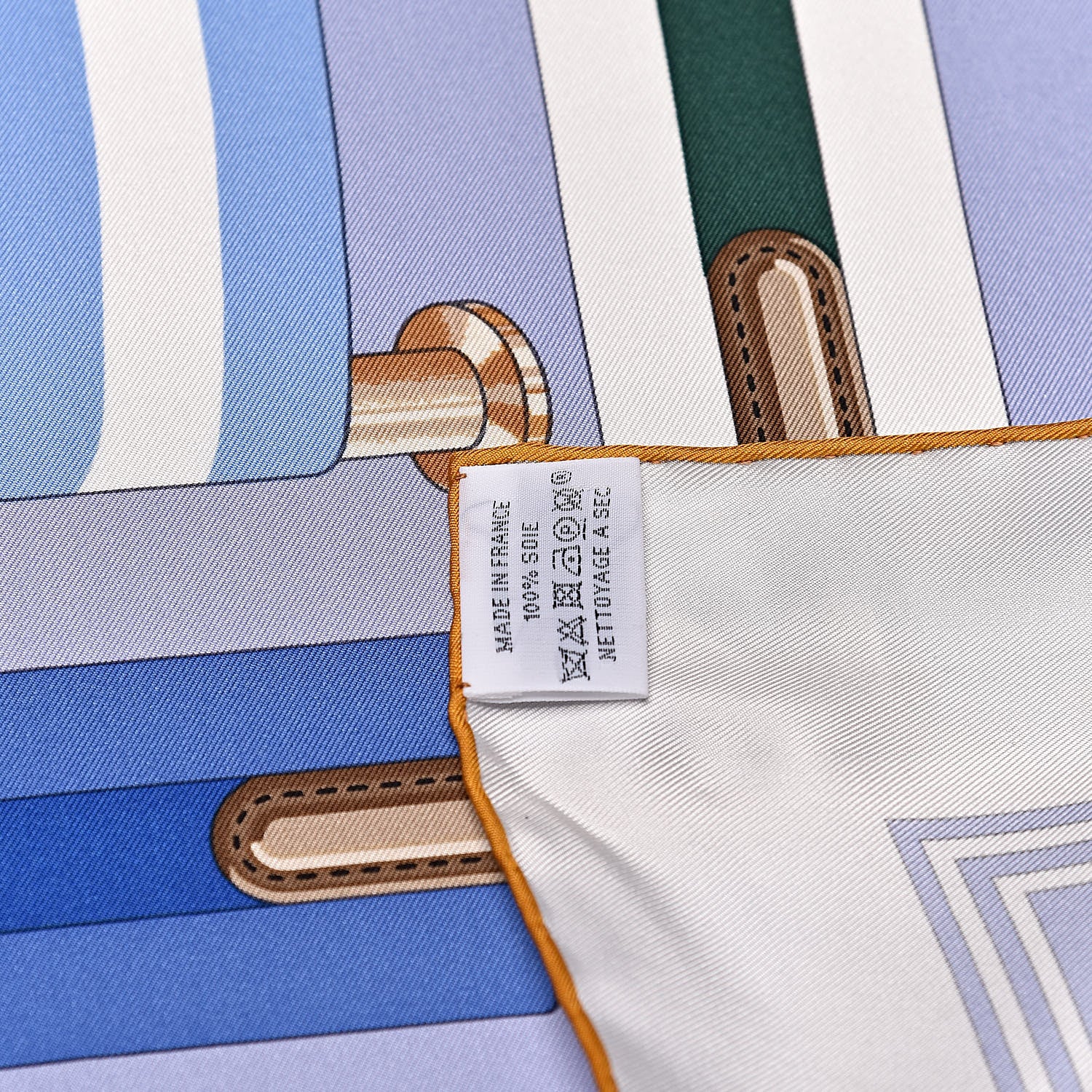 Hermes Silk Double Sangle Scarf 90 Ciel Beige Ocre 5 of 5