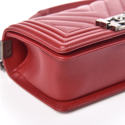 Chanel Calfskin Chevron Quilted Small Boy Flap Red 8 of 10