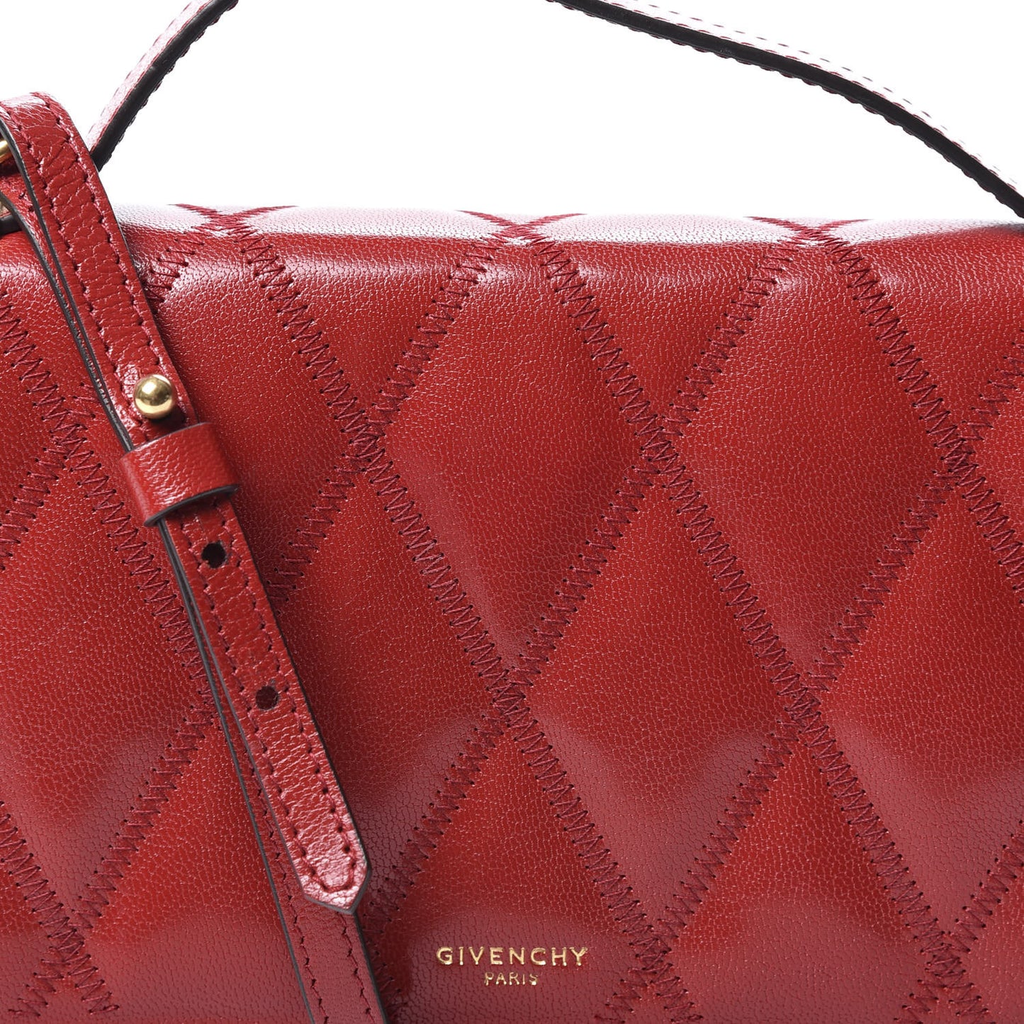 Goatskin Quilted GV3 Strap Wallet Vermillon