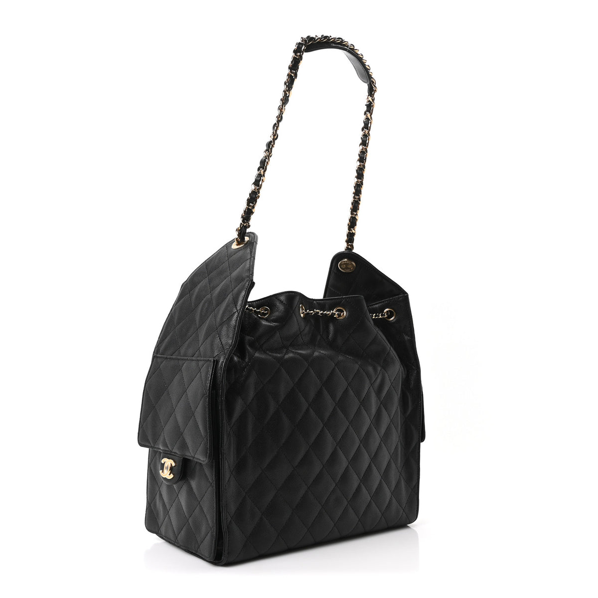 Caviar Quilted Medium Chanel 25 Handbag Black