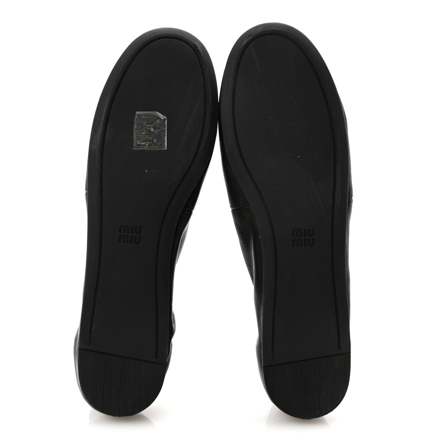 Nappa Ruched Ballerina Flats 37.5 Black