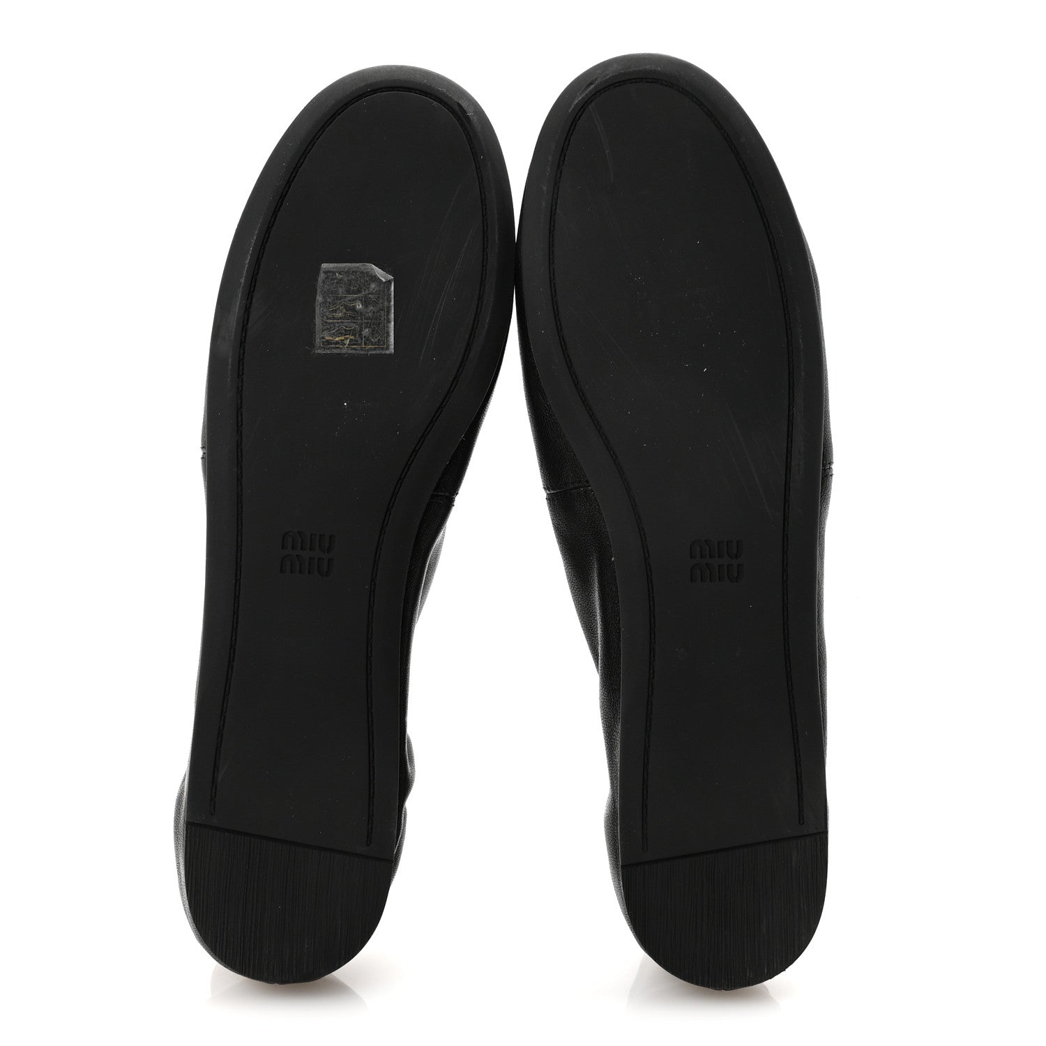 Miu Miu Nappa Ruched Ballerina Flats 37.5 Black 6 of 9